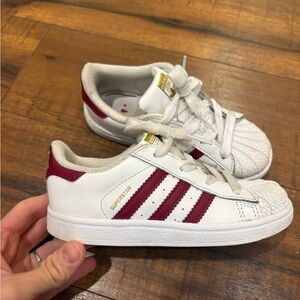Adidas Original Super Star Shell Toe Toddler Sneakers Size 10K white/red